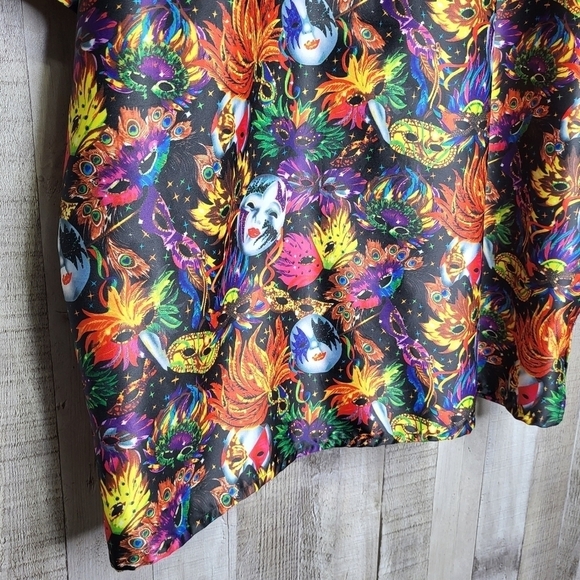 Vittorio Farino Colorful Button Up Shirt. Mardi Gras Vibrant. Masks Colorful XX - Picture 7 of 12